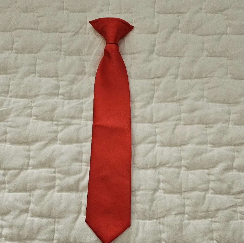 Boys Red Clip On Tie